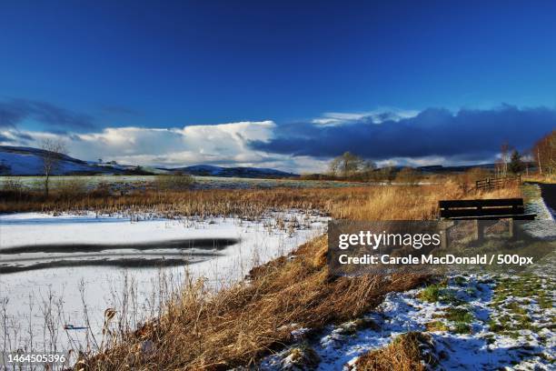 scenic view of lake against sky during winter,ayr,united kingdom,uk - ayrshire stock pictures, royalty-free photos & images