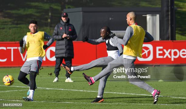 Naby Keita of Liverpool during a training session at AXA Training Centre on February 09, 2023 in Kirkby, England.