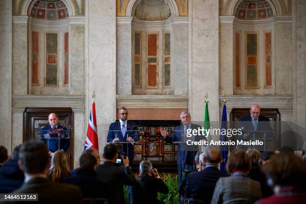 Britain's Defence Secretary Ben Wallace, Britain's Foreign Secretary James Cleverly, Italian Minister of Foreign Affairs Antonio Tajani and Italian...