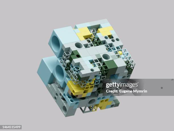 abstract data cubes and spheres connection - tetris stock pictures, royalty-free photos & images