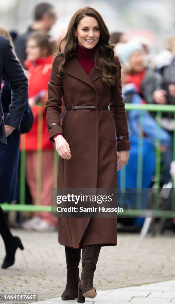 Catherine, Princess of Wales visits The National Maritime Museum on February 09, 2023 in Falmouth, England. Their Royal Highnesses are visiting...