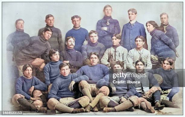 antique photograph from lawrence, kansas, in 1898: haskell institute football team 1897 - kansas university stock illustrations