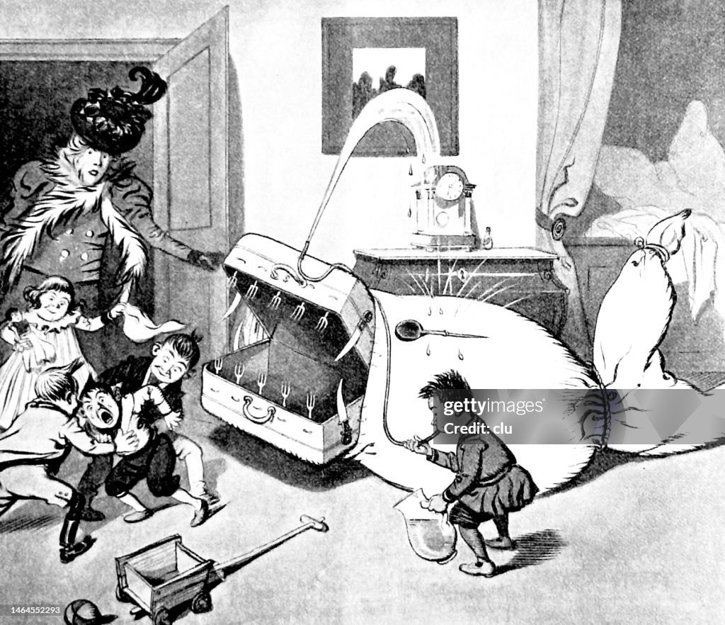 Children playing loch ness in the living room