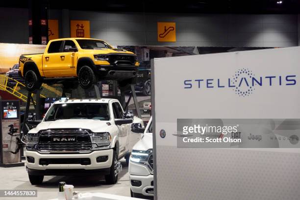 Stellantis shows off their Ram truck lineup at the Chicago Auto Show on February 09, 2023 in Chicago, Illinois. The show, which is the nation's...