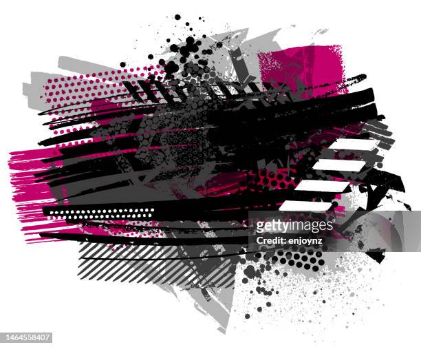 modern black gray pink grunge textures and patterns vector - stencil stock illustrations