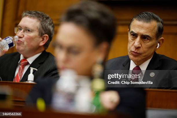 Weaponization of the Federal Government subcommittee members Rep. Thomas Massie and Rep. Darrell Issa attend the subcommittee's first hearing in the...