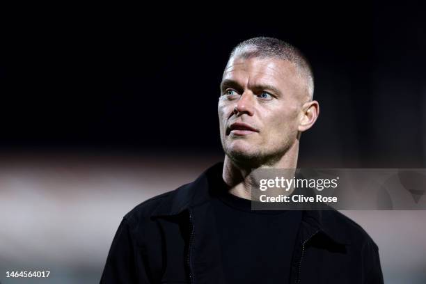 West Ham Manager, Paul Konchesky looks on prior to the FA Women's Continental Tyres League Cup Semi Final match between West Ham United Women and...