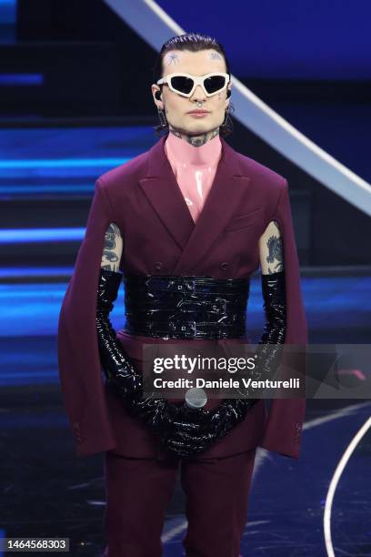 Rosa Chemical attends the 73rd Sanremo Music Festival 2023 at Teatro Ariston on February 09, 2023 in Sanremo, Italy.