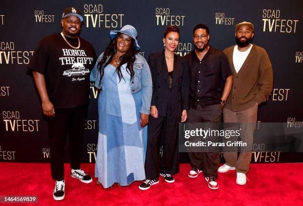 Carl Tart, Nicole Byer, Grasie Mercedes, Aaron Jennings, and Phil Augusta Jackson attend the "Grand Crew" press junket during 2023 SCAD TVfest at...