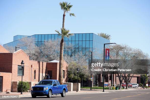 General view of Super Bowl LVII signage at Murphy Park on February 09, 2023 in Glendale, Arizona. Super Bowl LVII will be played between the...