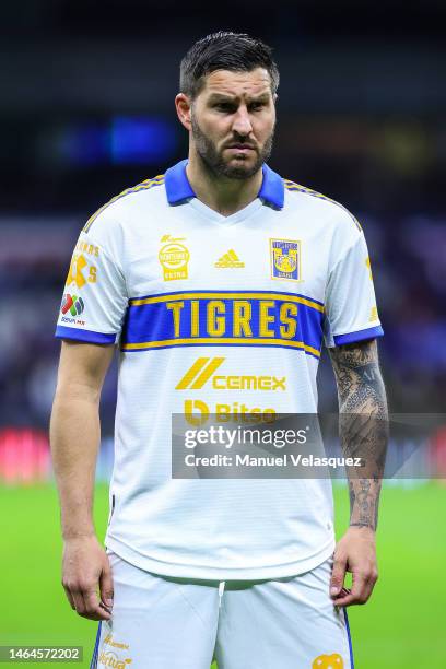 André-Pierre Gignac of Tigres looks on during the 4th round match between Cruz Azul and Tigres UANL as part of the Torneo Clausura 2023 Liga MX at...