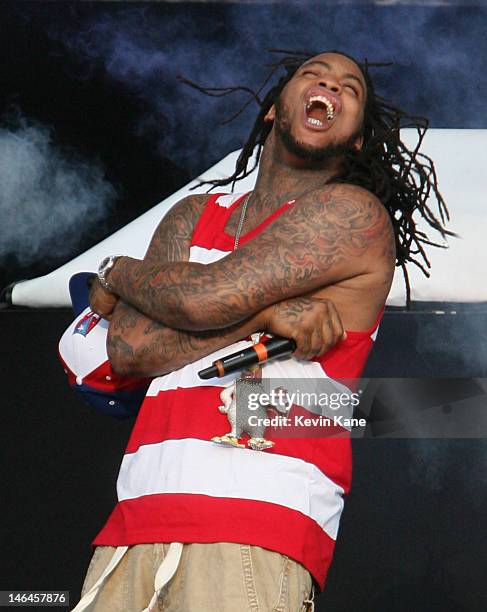 Waka Flocka Flame performs at Nikon at Jones Beach Theater on June 16, 2012 in Wantagh, New York.