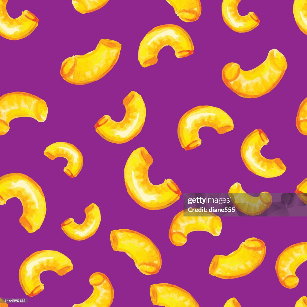 Watercolor Macaroni And Cheese Seamless Background Pattern
