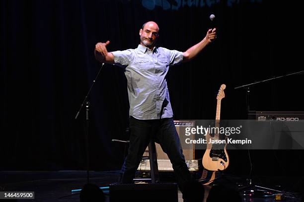 Comedian Brody Stevens performs onstage at Jeff Ross Roasts Chicago during TBS Just For Laughs Chicago 2012 presented by State Farm at Park West on...