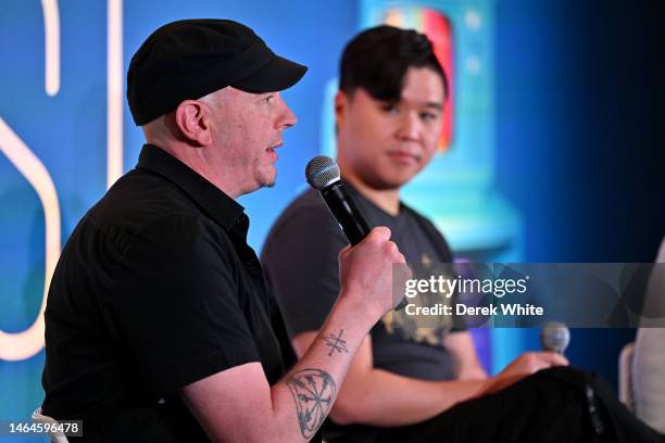Brandon Auman and Sung-Jin Ahn attend The Making of Critical Role's 'The Legend of Vox Machina' on Prime Video screening during SCAD TVFEST 2023 on...
