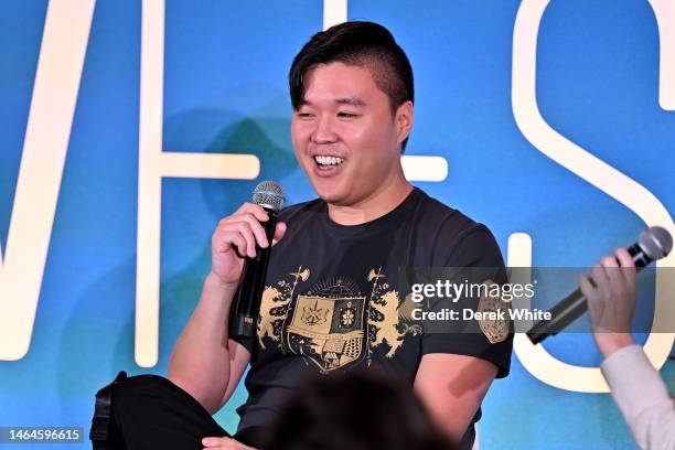 Sung-Jin Ahn speaks onstage at The Making of Critical Role's 'The Legend of Vox Machina' on Prime Video screening during SCAD TVFEST 2023 on February...