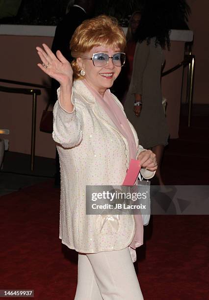 Debbie Reynolds attends the 100th anniversary celebration of the Beverly Hills Hotel & Bungalows supporting the Motion Picture & Television Fund and...