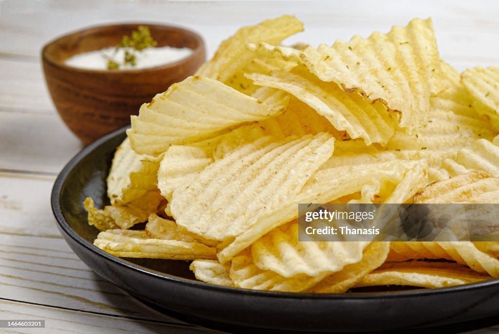 Close up on waffle potato waffle chips