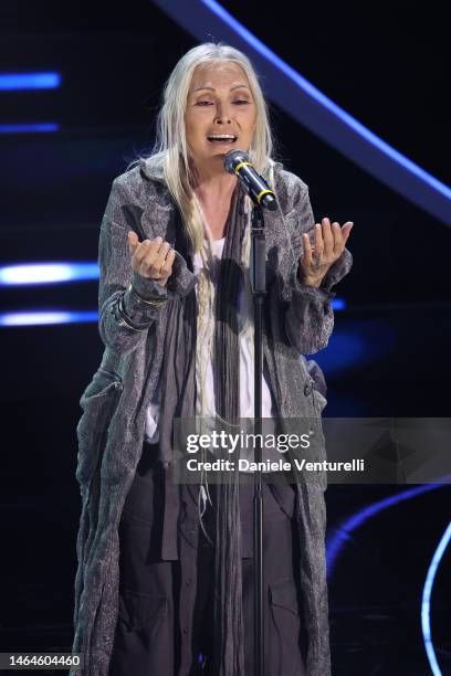 Anna Oxa attends the 73rd Sanremo Music Festival 2023 at Teatro Ariston on February 09, 2023 in Sanremo, Italy.