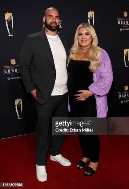 Lawrence Guy and Andrea Aparicio attend the 12th annual NFL Honors at Symphony Hall on February 09, 2023 in Phoenix, Arizona.