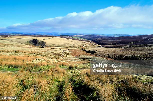 view from top withens - moor stock pictures, royalty-free photos & images