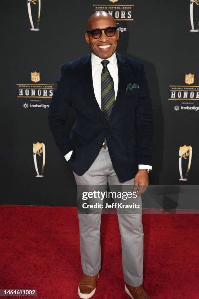 Tiki Barber attends the 12th Annual NFL Honors at Symphony Hall on February 09, 2023 in Phoenix, Arizona.