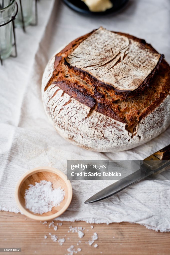 Sourdough bread and salt