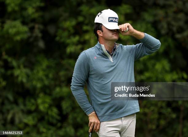 Crouch of the United States reacts on the 5th hole during the first round of the Astara Golf Championship presented by Mastercard at Country Club de...