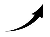 A simple black arrow representing a rise.
