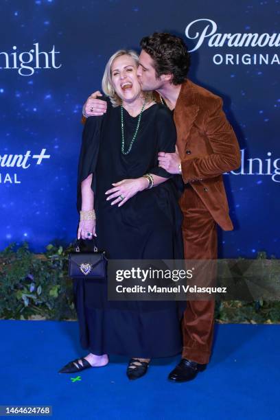 Astrid Boneta and Diego Boneta pose for a photo during the blue carpet for the movie 'At Midnight' at Centro Cultural Roberto Cantoral on February...