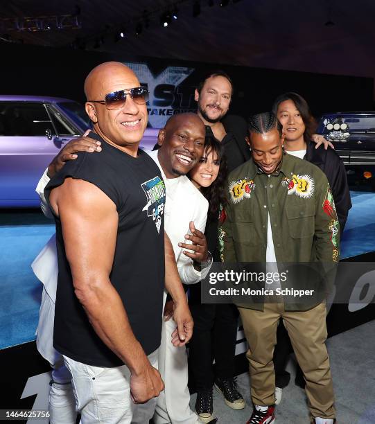 Vin Diesel, Tyrese Gibson, Michelle Rodriguez, Louis Leterrier, Ludacris, and Sung Kang attend the Trailer Launch of Universal Pictures' "Fast X" at...