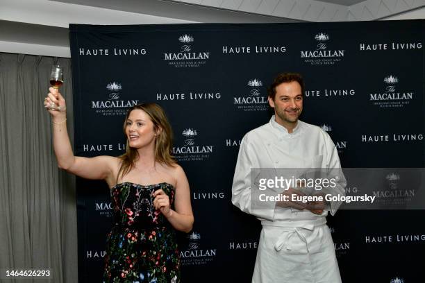 Molly Melville and Daniel Humm attend the Haute Living Celebration of Chef Daniel Humm With The Macallan at Eleven Madison Park Restaurant on...