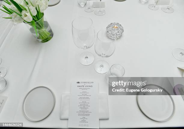 Atmosphere at the Haute Living Celebration of Chef Daniel Humm With The Macallan at Eleven Madison Park Restaurant on February 09, 2023 in New York...