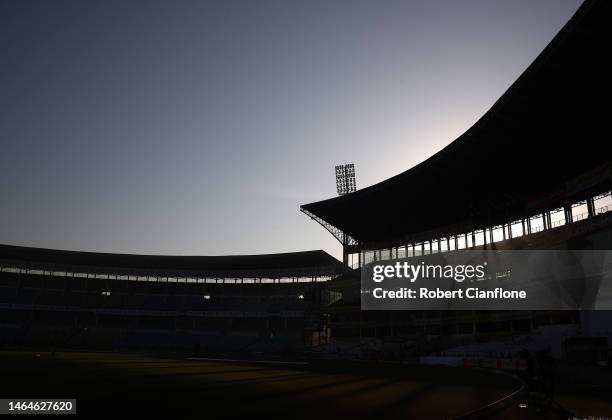 General view during day two of the First Test match in the series between India and Australia at Vidarbha Cricket Association Ground on February 10,...