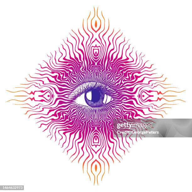 illustrations, cliparts, dessins animés et icônes de troisième œil brillant - iris scanner