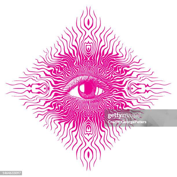 illustrations, cliparts, dessins animés et icônes de troisième œil brillant - iris scanner