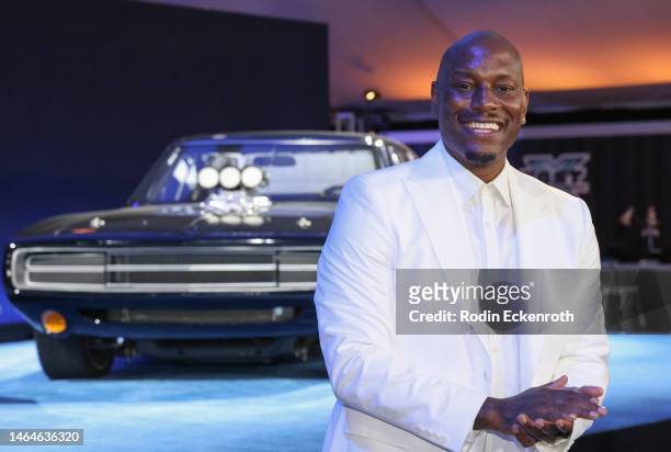 Tyrese Gibson attends the trailer launch of Universal Pictures' "Fast X" at Regal LA Live on February 09, 2023 in Los Angeles, California.