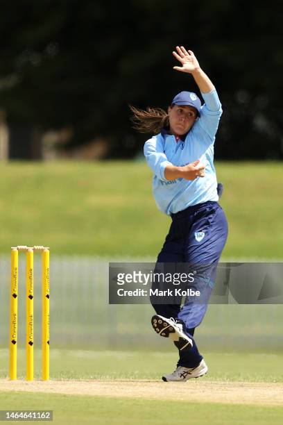 Isabella Malgioglio of the NSW Breakers bowls during the WNCL match between New South Wales and ACT at Wade Park, on February 10 in Orange, Australia.