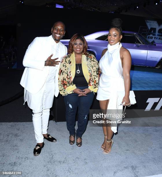 Tyrese Gibson, Zelie Timothy, Kim Burrell arrives at the Trailer Launch Of Universal Pictures' "Fast X" at Regal LA Live on February 09, 2023 in Los...