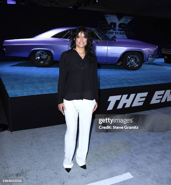 Michelle Rodriguez arrives at the Trailer Launch Of Universal Pictures' "Fast X" at Regal LA Live on February 09, 2023 in Los Angeles, California.