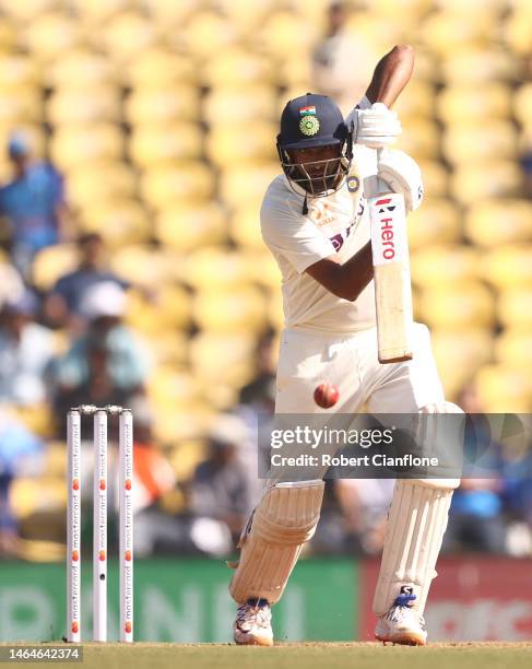 Ravichandran Ashwin of India bats during day two of the First Test match in the series between India and Australia at Vidarbha Cricket Association...