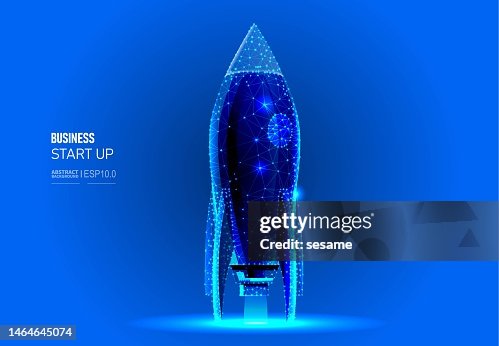 Launch, business development or planned launch, abstract dotted line connecting the rocket of jet launch Launch, business development or planned launch, abstract dotted line connecting the rocket of jet launch