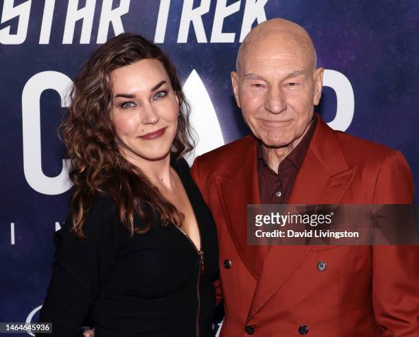 Sunny Ozell and Sir Patrick Stewart attend the Los Angeles premiere of the third and final season of Paramount+'s original series "Star Trek: Picard"...