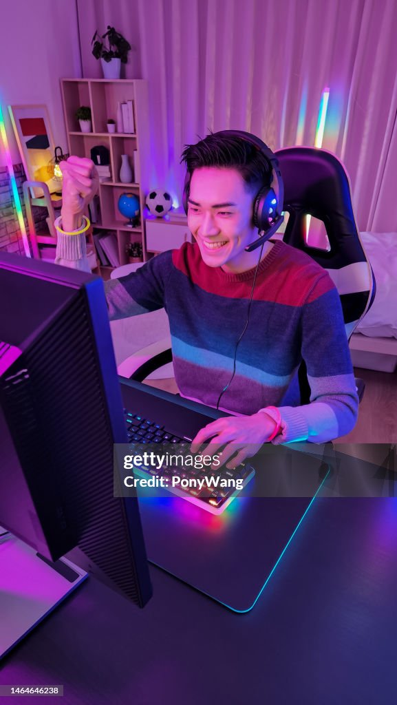 Cyber sport gamer playing game