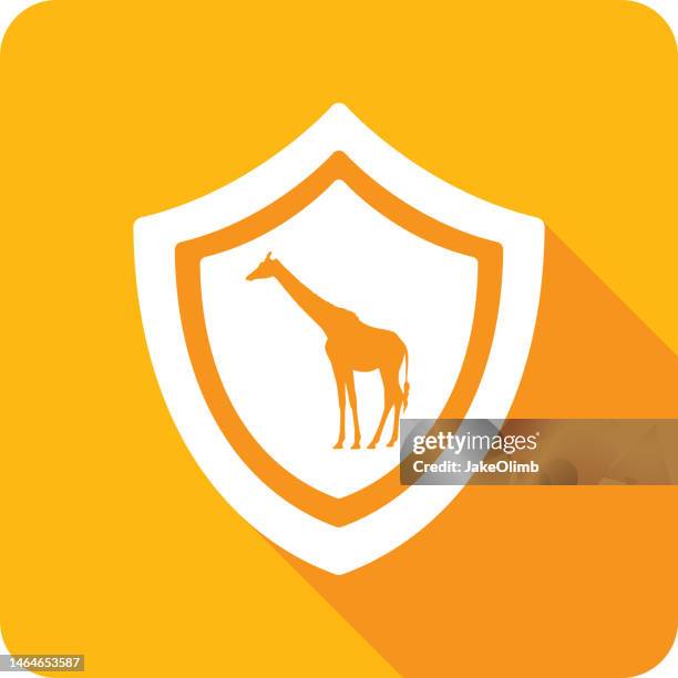 shield giraffe icon silhouette 1 - wilderness badge stock illustrations
