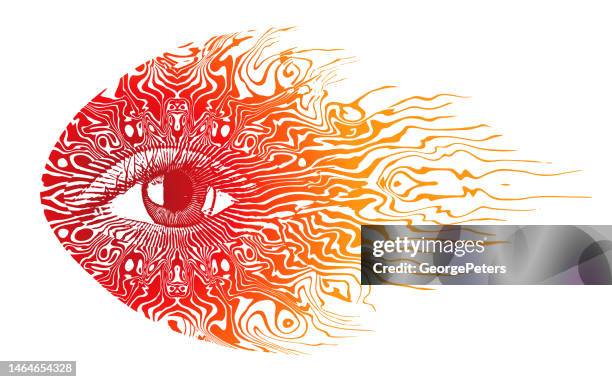 psychedelic third eye - temperature scan stock illustrations