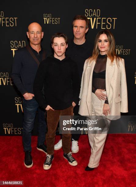 Howard Gordon, Reid Miller, Jack Davenport and Rachel Bilson attend the “Accused” press junket during 2023 SCAD TVfest at Four Seasons Atlanta on...