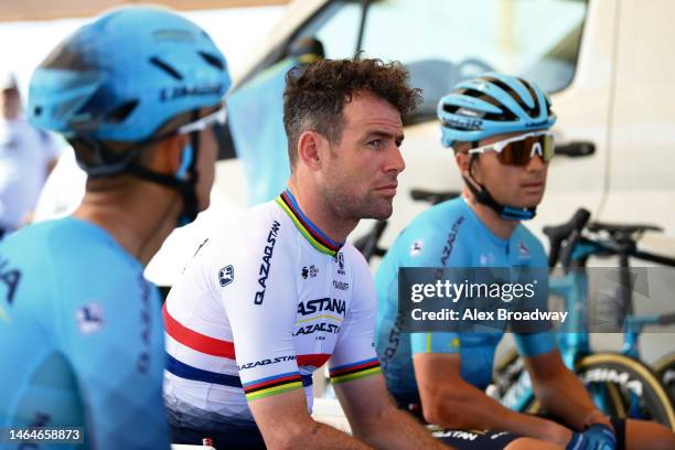 Mark Cavendish of United Kingdom and Astana Qazaqstan Team prior to the 1st Muscat Classic 2023 a 173.7km one day race from Al Mouj Muscat to Al...