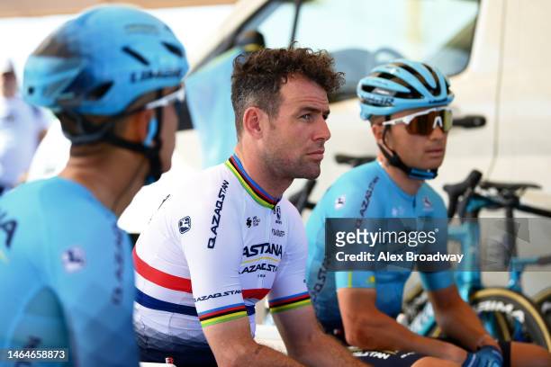 Mark Cavendish of United Kingdom and Astana Qazaqstan Team prior to the 1st Muscat Classic 2023 a 173.7km one day race from Al Mouj Muscat to Al...