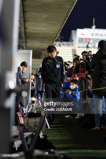Yasuhito Endo of Gamba Osaka leaves the stadium after the team's 1-2 defeat confirming the relegation to the J2 following the J.League J1 match...